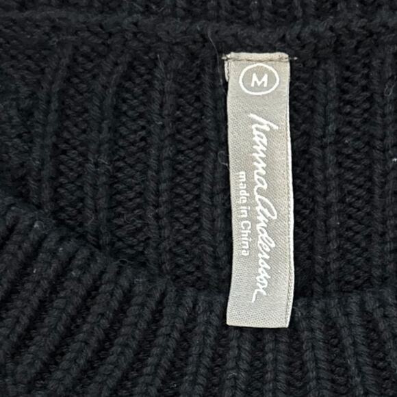 Hanna Andersson Wool-Blend Cable Knit Sweater Women's Medium Navy Beige Preppy - Picture 3 of 5